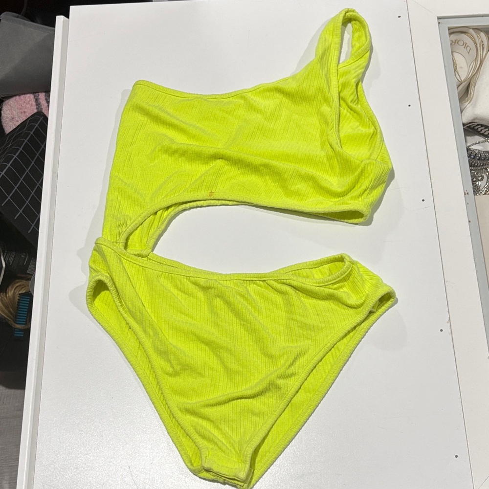 LF Emma & Sam Neon Yellow One-Shoulder Bodysuit